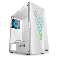ABYSM GAMING DANUBE KOLPA WHITE ARGB CAJA TORRE ATX, ITX, MICRO ATX - LATERAL CRISTAL TEMPLADO - 3.5 Y 2.5 - USB-A 2.0/3.2 Y AUDIO - 1 VENTILADOR ARGB INSTALADO - SOPORTA REFRIGERACION LIQUIDA