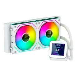 ABYSM OCEANIC LCD 240 ARGB KIT DE REFRIGERACION LIQUIDA - 2 VENTILADORES DE 120MM - ILUMINACION ARGB - PANTALLA LCD 2.8 - BOMBA 2500RPM - TUBOS DE 350MM - COLOR BLANCO - FORMATO BULK