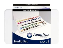 ACUARELA DALER ROWNEY AQUAFINE CAJA METALICA DE 48 COLORES SURTIDOS CON PINCEL