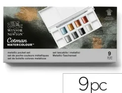 ACUARELA WINSOR&NEWTON CAJA METALICA BOLSILLO CON 8 COLORES METALICOS + PINCEL