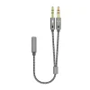 AISENS CABLE ADAPTADOR AUDIO JACK 3.5 4 PINES/H-2XJACK 3.5 3 PINES/M - 25CM - COLOR GRIS