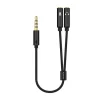 AISENS CABLE ADAPTADOR AUDIO JACK 3.5 4 PINES/M-2XJACK 3.5 3 PINES/H - 25CM - COLOR NEGRO