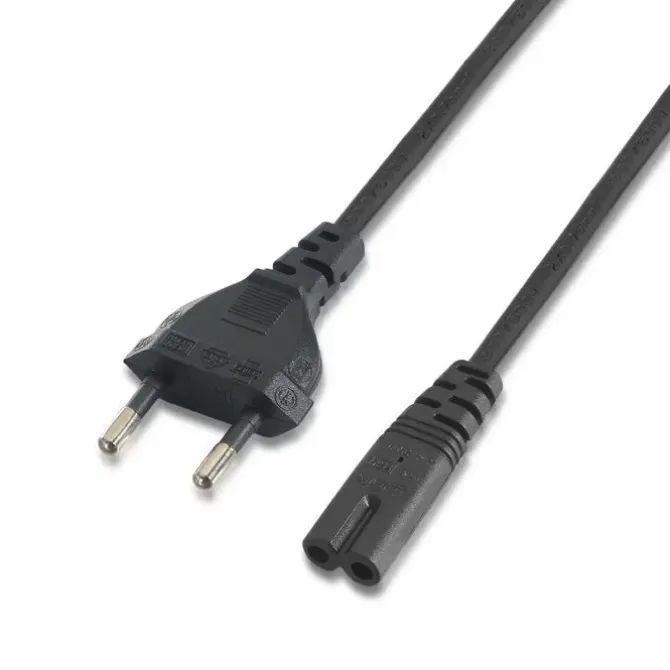 AISENS CABLE ALIMENTACION FORMA 8 - CEE7/16/M-C7/H - 1.5M - 100% COBRE PURO AWG18 - COLOR NEGRO