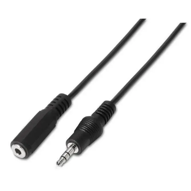 AISENS CABLE AUDIO ESTEREO - JACK 3.5/M-JACK 3.5/H - 1.5M - COLOR NEGRO