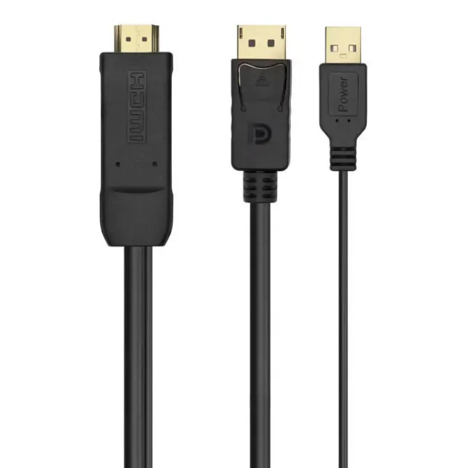AISENS CABLE CONVERSOR ACTIVO HDMI 2.0 + USB ALIM. A DISPLAYPORT V1.2 - HDMI/M-USB/M-DP/M - 1.8M - COLOR NEGRO