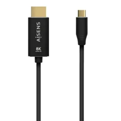 AISENS CABLE CONVERSOR ALUMINIO USB-C A HDMI 2.1 8K@60HZ - USB-C/M-HDMI/M - 2.0M - COLOR NEGRO