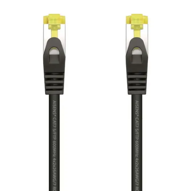 AISENS CABLE DE RED LATIGUILLO RJ45 LSZH CAT.7 600 MHZ S/FTP PIMF AWG26 - 25CM - COLOR NEGRO