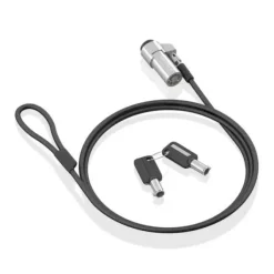 AISENS CABLE DE SEGURIDAD DE ACERO CON CERRADURA DE LLAVE - COMPATIBLE CON RANURA NANO 2.5X6MM - REVESTIMIENTO DE VINILO - COLOR NEGRO