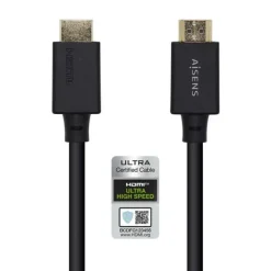 AISENS CABLE HDMI V2.1 CERTIFICADO ULTRA ALTA VELOCIDAD 8K@60HZ 48GBPS - A/M-A/M - 1.5M - COLOR NEGRO