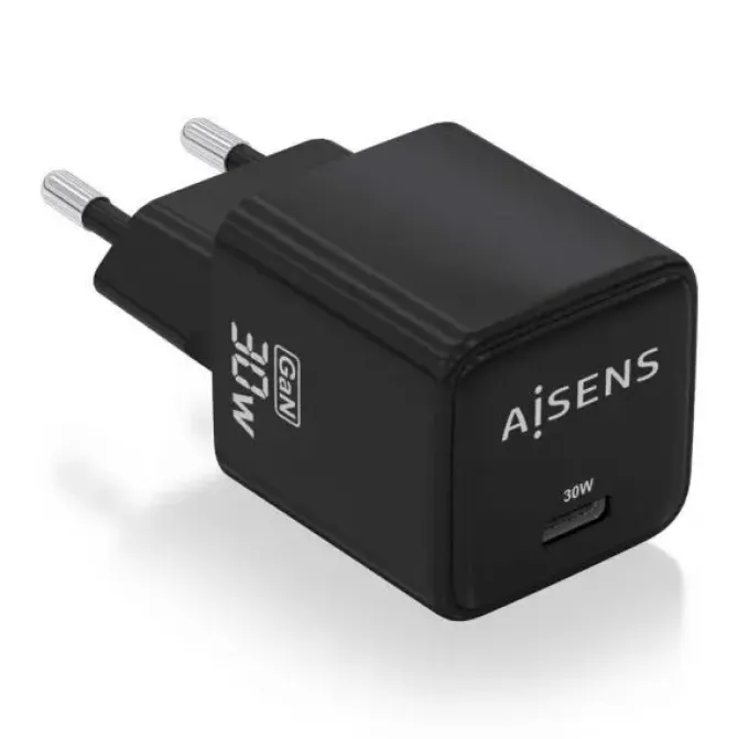 AISENS CARGADOR GAN USB-C 30W - ALTA EFICIENCIA ENERGETICA - DISEÑO ELEGANTE Y MODERNO - TECNOLOGIA AI PARA CARGA RAPIDA