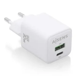 AISENS CARGADOR GAN USB-C 30W - ALTA EFICIENCIA ENERGETICA - TECNOLOGIA AI - MULTIPLES PROTECCIONES - CARGA RAPIDA Y SEGURA - COMPATIBLE CON MULTIPLES DISPOSITIVOS