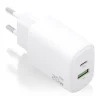 AISENS CARGADOR GAN 20W - 1XUSB-C PD3.0 - 1XUSB-A QC3.0 - COLOR BLANCO