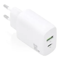 AISENS CARGADOR GAN 30W - 1XUSB-C PD3.0 QC4.0 - 1XUSB-A QC3.0 - COLOR BLANCO