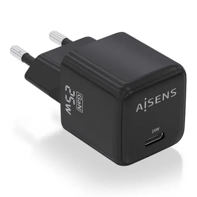 AISENS CARGADOR GAN 25W - 1XUSB-C PD3.0 QC4.0 - COLOR NEGRO