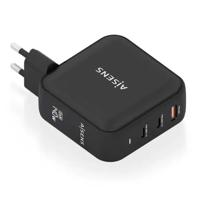 AISENS CARGADOR GAN 140W - 2XUSB-C PD3.1 QC4.0 - 1XUSB-A QC3.0