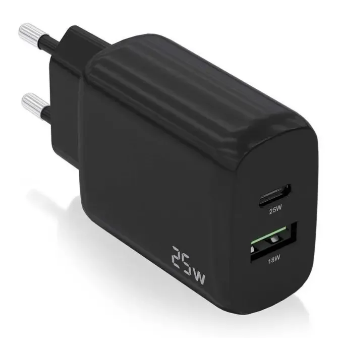 AISENS CARGADOR 25W - 1XUSB-C PD3.0 - 1XUSB-A QC3.0 - COLOR NEGRO