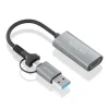 AISENS CONVERSOR ALUMINIO USB-A+USB-C A HDMI 1080P@60HZ - USB-A/M+USB-C/M-HDMI/H - 15CM - COLOR GRIS