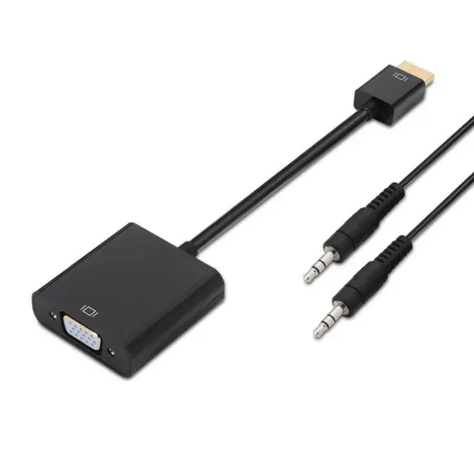 AISENS CONVERSOR HDMI A SVGA+AUDIO - HDMI A MACHO-SVGA HEMBRA+JACK 3.5/H - 10 CM+1.0M - COLOR NEGRO