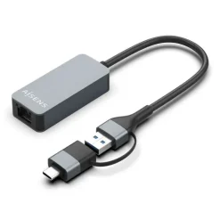 AISENS CONVERSOR USB3.2 GEN1 USB-A+USB-C A ETHERNET 2.5G 10/100/1000/2500 MBPS - 15CM - COLOR GRIS