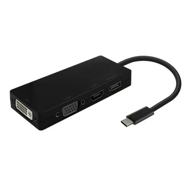 AISENS CONVERSOR USB-C A DP/DVI/HDMI/VGA - USB-C/M-DP/H-DVI/H-HDMI/H-VGA/H - 15CM - COLOR NEGRO