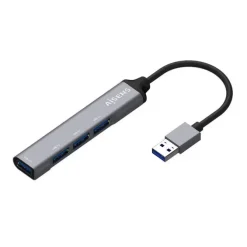 AISENS HUB USB 3.0 ALUMINIO - TIPO A MACHO A 4XTIPO A HEMBRA - 10CM - COLOR GRIS