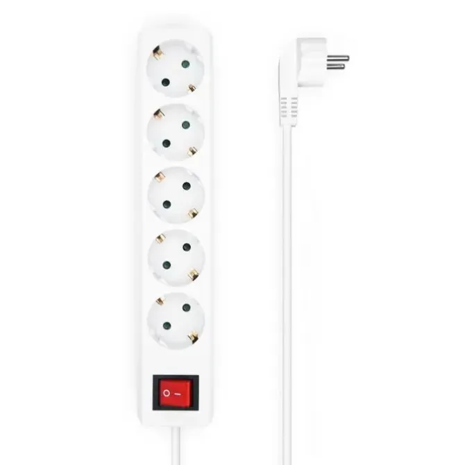 AISENS REGLETA DE 5 TOMAS SCHUKO CON CABLE DE 1.4M - INTERRUPTOR ON/OFF - PROTECCION INFANTIL - COLOR BLANCO