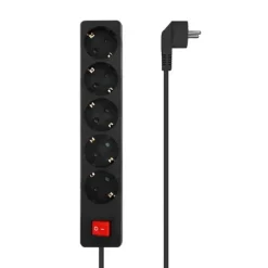 AISENS REGLETA DE 5 TOMAS SCHUKO CON CABLE DE 1.4M - INTERRUPTOR ON/OFF - PROTECCION INFANTIL - COLOR NEGRO