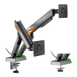 AISENS SOPORTE DE MESA RGB GAMING CONTRAPESO GIRATORIO E INCLINABLE PARA MONITOR-TV 16KG - 3 PIVOTES - 2 BRAZOS - 17-38 - COLOR NEGRO