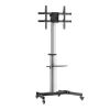 AISENS SOPORTE DE SUELO CON RUEDA - BANDEJA PARA DVD PARA MONITOR/TV 50KG DE 37-86 - COLOR NEGRO/PLATA