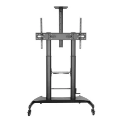 AISENS SOPORTE DE SUELO ECO CON RUEDAS Y MANIVELA - BANDEJA PARA DVD Y SOPORTE DE CAMARA PARA MONITOR/TV - HASTA 100KG - DE 60 A 100 PULGADAS - COLOR NEGRO