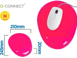 ALFOMBRILLA PARA RATON Q-CONNECT REPOSAMUÑECAS DE GEL PVC COLOR ROSA 210X245X20 MM