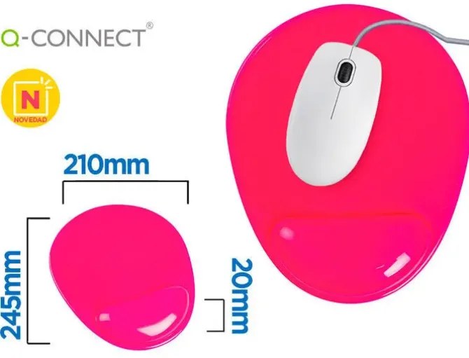 ALFOMBRILLA PARA RATON Q-CONNECT REPOSAMUÑECAS DE GEL PVC COLOR ROSA 210X245X20 MM