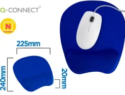 ALFOMBRILLA PARA RATON Q-CONNECT CON REPOSAMUÑECAS ERGONOMICA DE GEL COLOR AZUL 225X240X20 MM