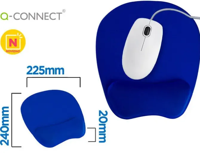 ALFOMBRILLA PARA RATON Q-CONNECT CON REPOSAMUÑECAS ERGONOMICA DE GEL COLOR AZUL 225X240X20 MM