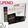 ALPINO COLOR EXPERIENCE KIT DE INICIACION AL LETTERING CON 12 ROTULADORES METALICOS DE DOBLE PUNTA, PUNTA FINA Y PUNTA PINCEL + 1 BLOC DE PAPEL NEGRO ESPECIAL LETTERING + 1 GUIA CON 20 PATRONES - COLO