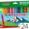 ALPINO PACK DE 24 CERAS PLASTIALPINO PARA NIÑOS - MATERIAL RESISTENTE Y NO MANCHA - COLORES BRILLANTES - COLORES SURTIDOS