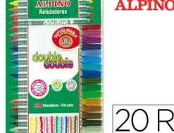 ALPINO PACK DE 24 ROTULADORES DE DOBLE PUNTA - CAJA 20+4 - PINTA GRUESO O FINO CON UN MISMO ROTULADOR - SUPERBRILLANTES Y SUPERLAVABLES - COLORES SURTIDOS