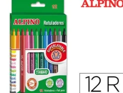 ALPINO PACK DE 12 ROTULADORES ESCOLARES - PUNTA FINA DE 3MM - SUPERLAVABLES Y BRILLANTES - IDEAL PARA CREATIVIDAD Y MANUALIDADES - COLORES SURTIDOS