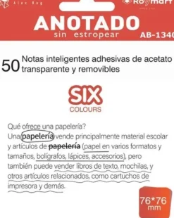 ANOTADO BLOC DE NOTAS QUITA Y PON TRANSPARENTES 76X76MM 50HOJAS