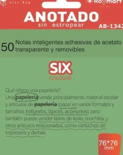 ANOTADO BLOC DE NOTAS QUITA Y PON TRANSPARENTES 76X76MM 50HOJAS
