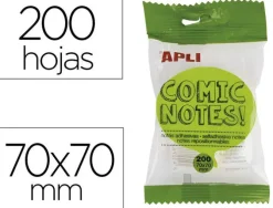 APLI BLOC DE NOTAS ADHESIVAS QUITA Y PON APLI 70X70 MM COMIC 4 COLORES FLUORESCENTE CON 200 HOJAS