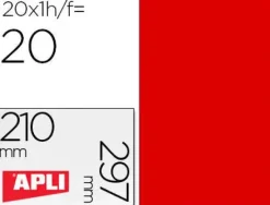 #APLI BOLSA 20 HOJAS ETIQUETAS FLUORESCENTES ROJAS LASER Y FOTOCOPIADORA 20 UDS. 210X297 MM REF. 2880