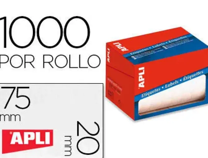 APLI ETIQUETA ADHESIVA BOBINA 20X75 1687 01687 MAK035602