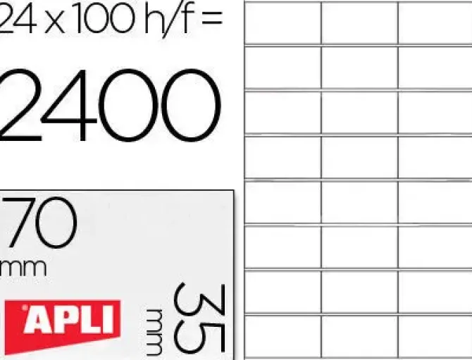 APLI ETIQUETAS APLI A4 70X35 100H 1272 MAK001257