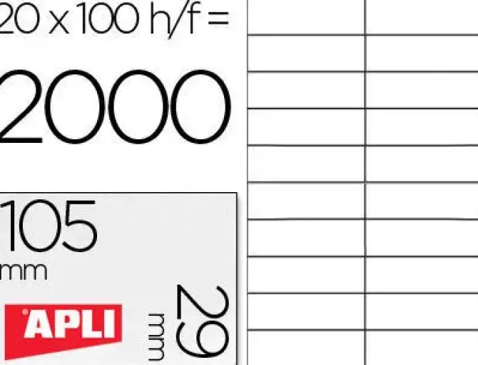 APLI ETIQUETAS APLI A4 105X29 100H 01299 MAK029848