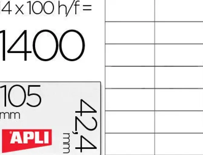 APLI ETIQUETAS APLI A4 105X42,4 100H 1277 MAK029829