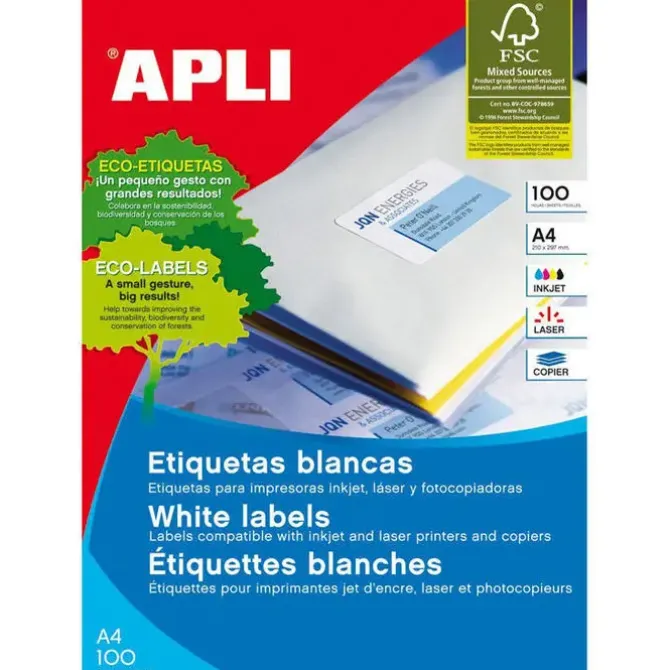 APLI ETIQUETAS APLI 38X21,2 C/RECTO 25H 01209 MAK002092