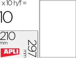 APLI ETIQUETAS PERMANENTES TRANSPARENTES 210 X 297 MM - 10 HOJAS