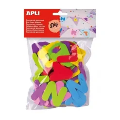 APLI FORMAS DE LETRAS GOMA EVA - 104 FORMAS - ALTURA 50MM APROX. - MATERIAL SUAVE Y SEGURO - COLORES SURTIDOS