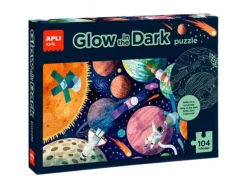 APLI GLOW IN THE DARK PUZZLE FLUORESCENTE DE 104 PIEZAS 5X5CM - TEMATICA SISTEMA SOLAR - POSTER PARA FACILITAR MONTAJE - RECOMENDADO PARA NIÑOS A PARTIR DE 5 AÑOS